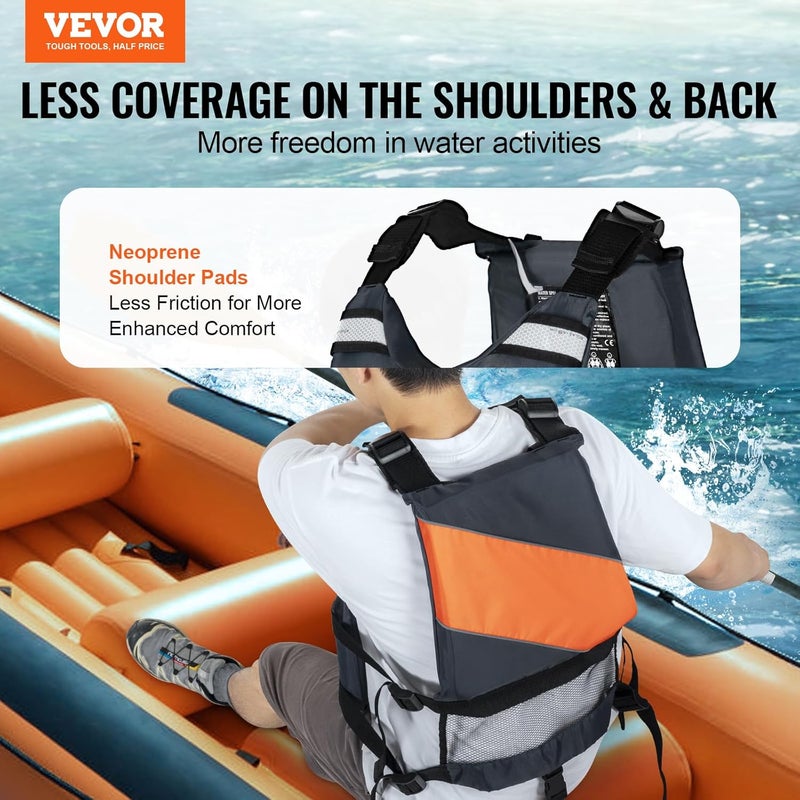 VEVOR Life Vest for Watersports (PFD), Life Jacket with Waterproof Nylon & 80N Buoyancy, Life Vest/Jacket for Any Water Activity-Fishing, Kayaking, Surfing and More, Men and Women - Image 2